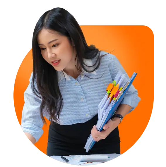 Professional virtual assistant with clipboard