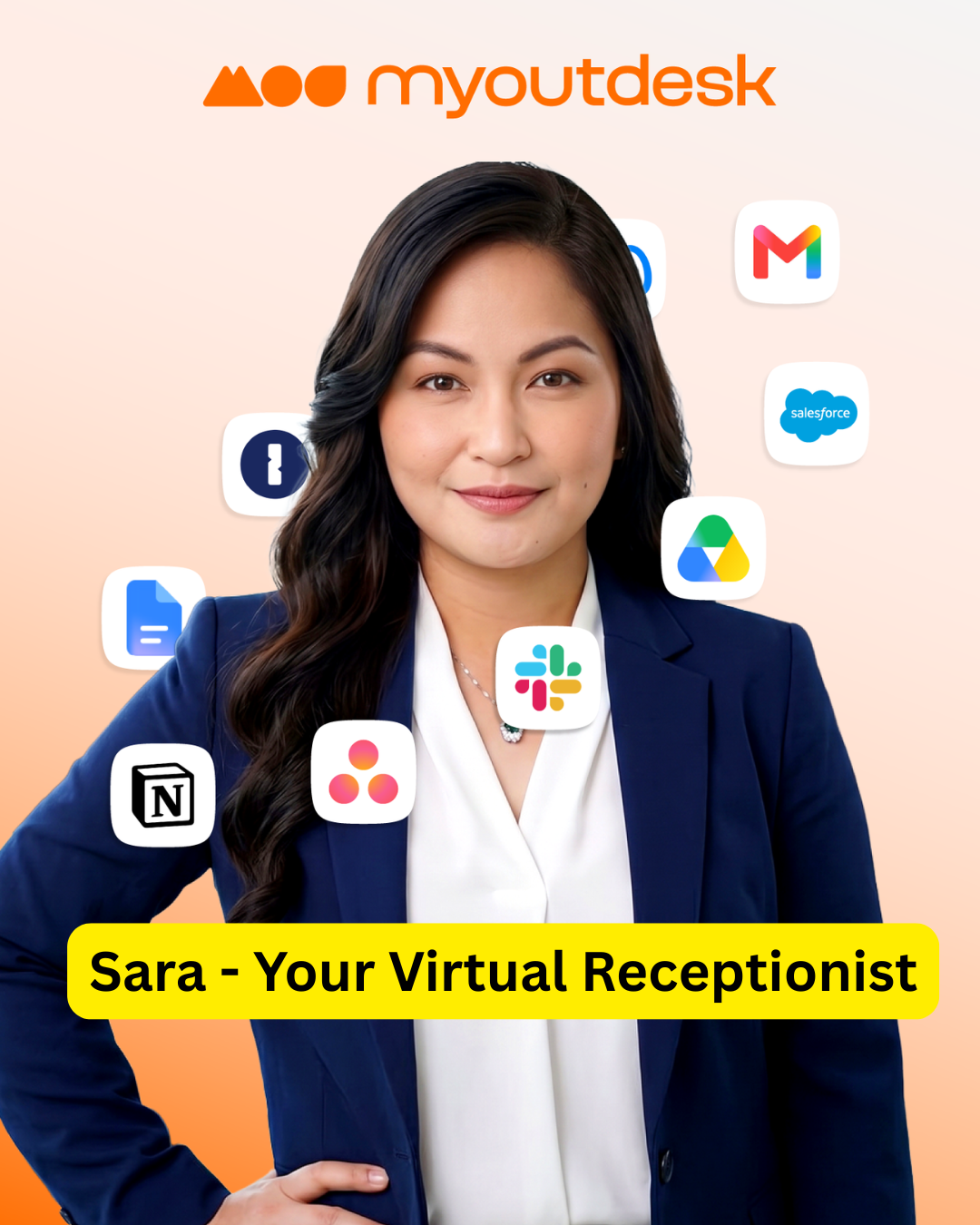 Sara, a MyOutDesk virtual receptionist